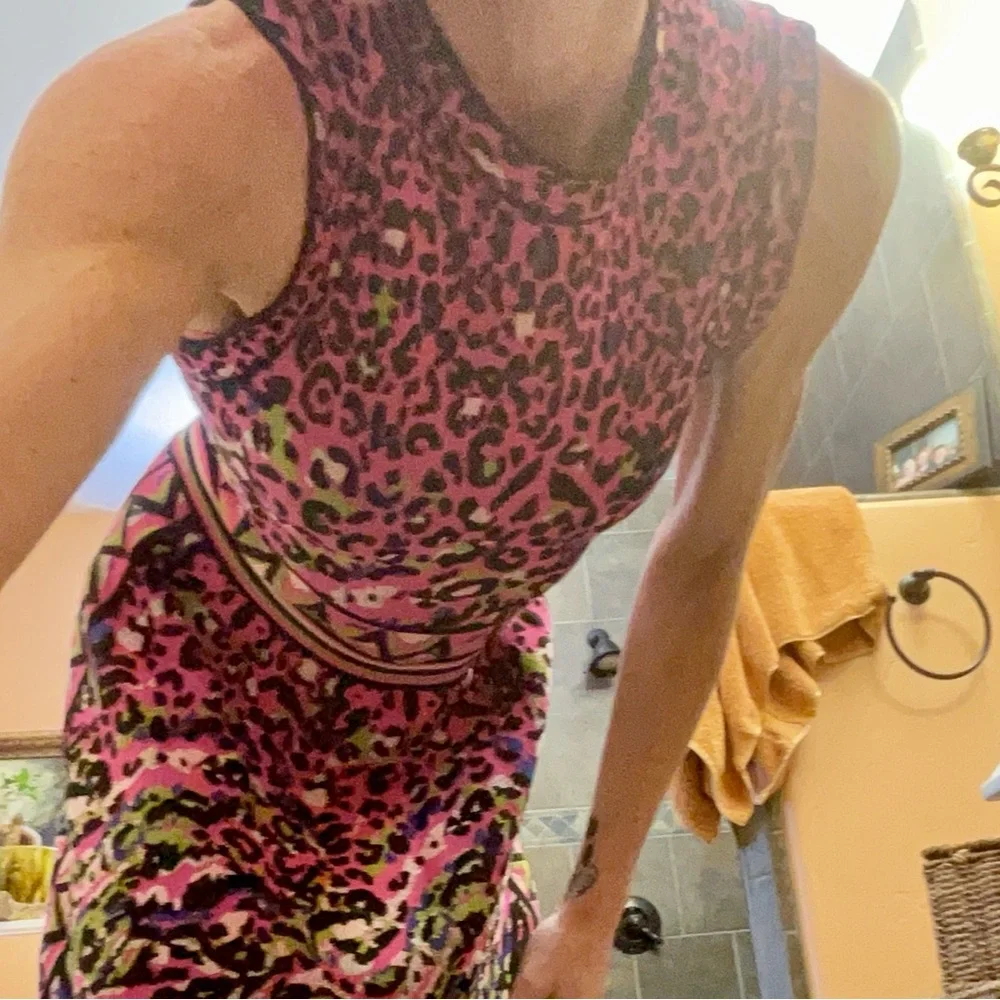 MISSONI Black and Pink A-Line Mini Dress Sleeveless - Picture 9 of 11